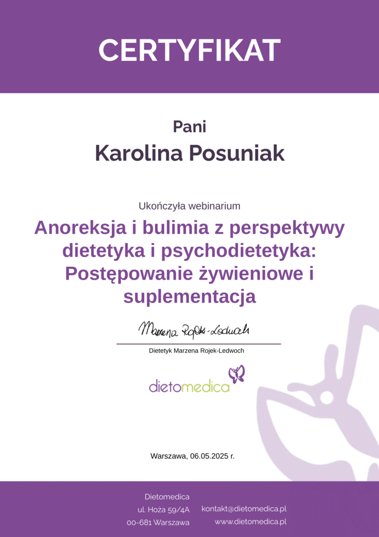 psychodietetyk warszawa oraz online Karolina Posuniak on-line