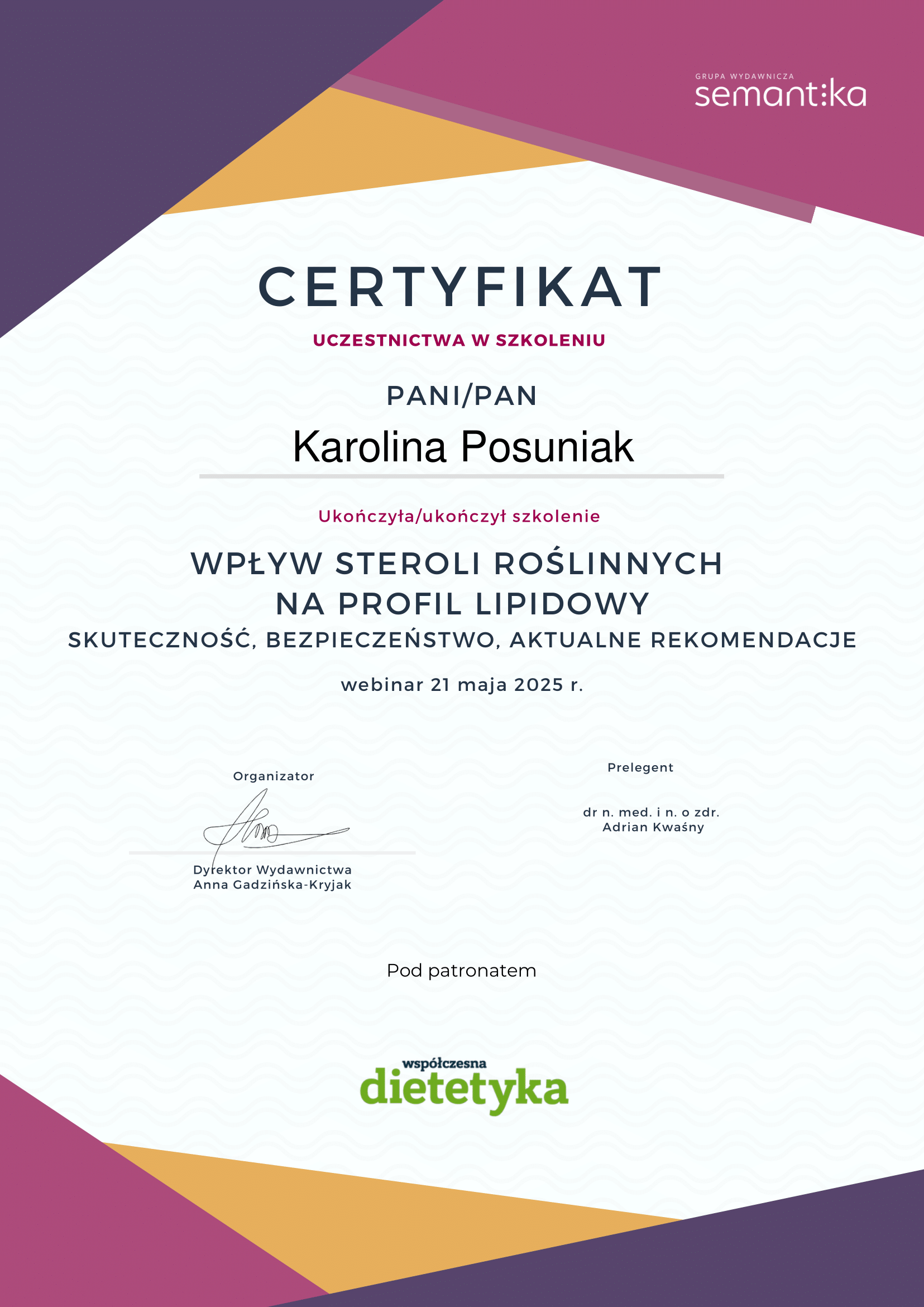 psychodietetyk warszawa oraz online Karolina Posuniak on-line