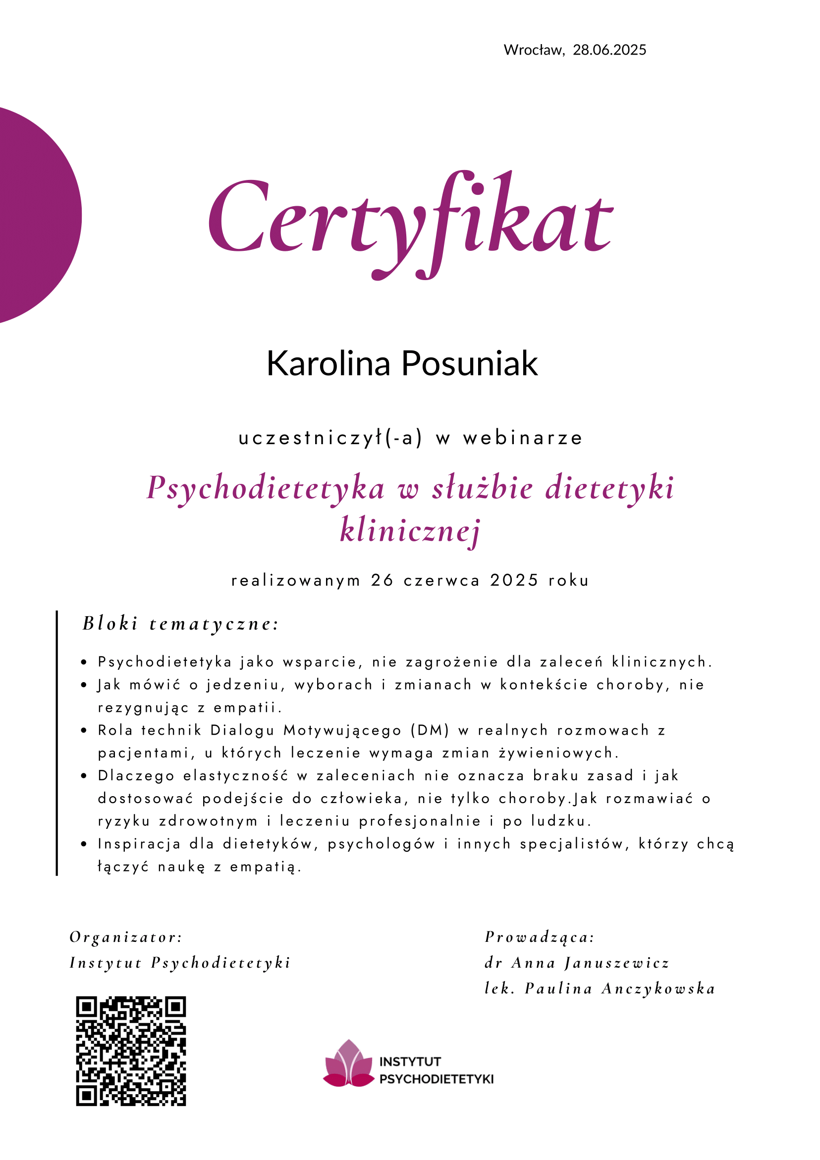 psychodietetyk warszawa oraz online Karolina Posuniak on-line