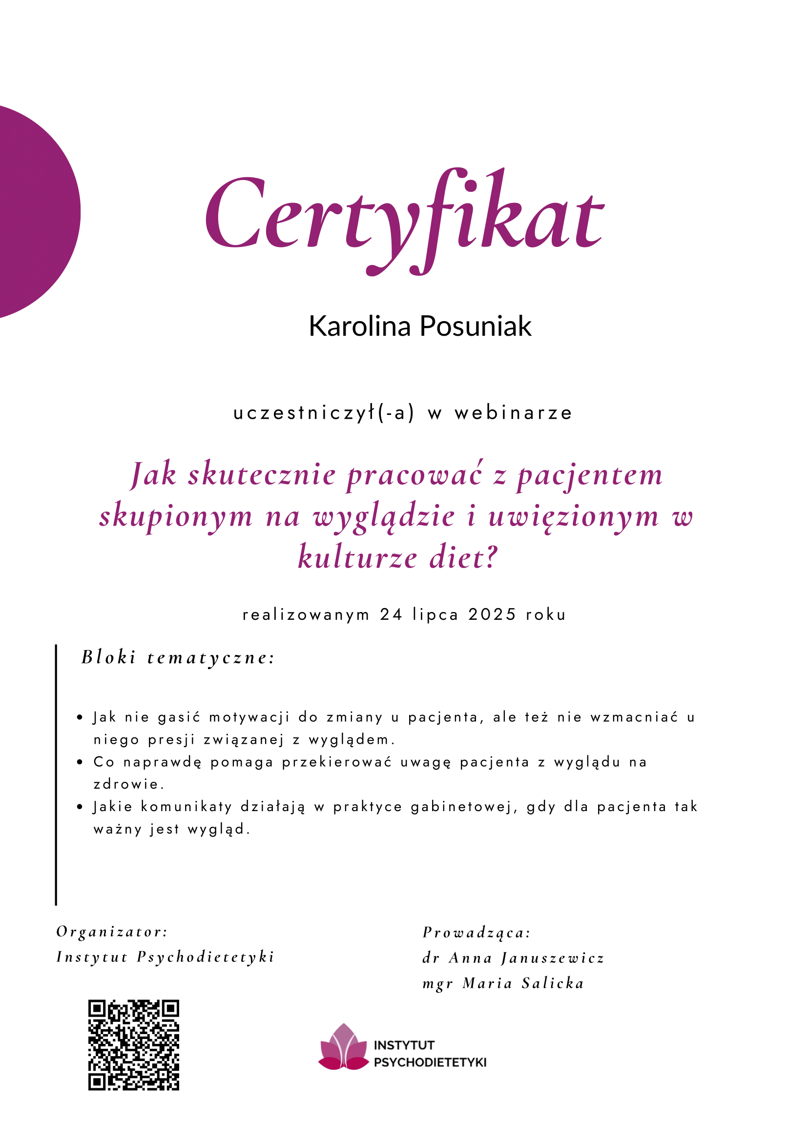 psychodietetyk warszawa oraz online Karolina Posuniak on-line