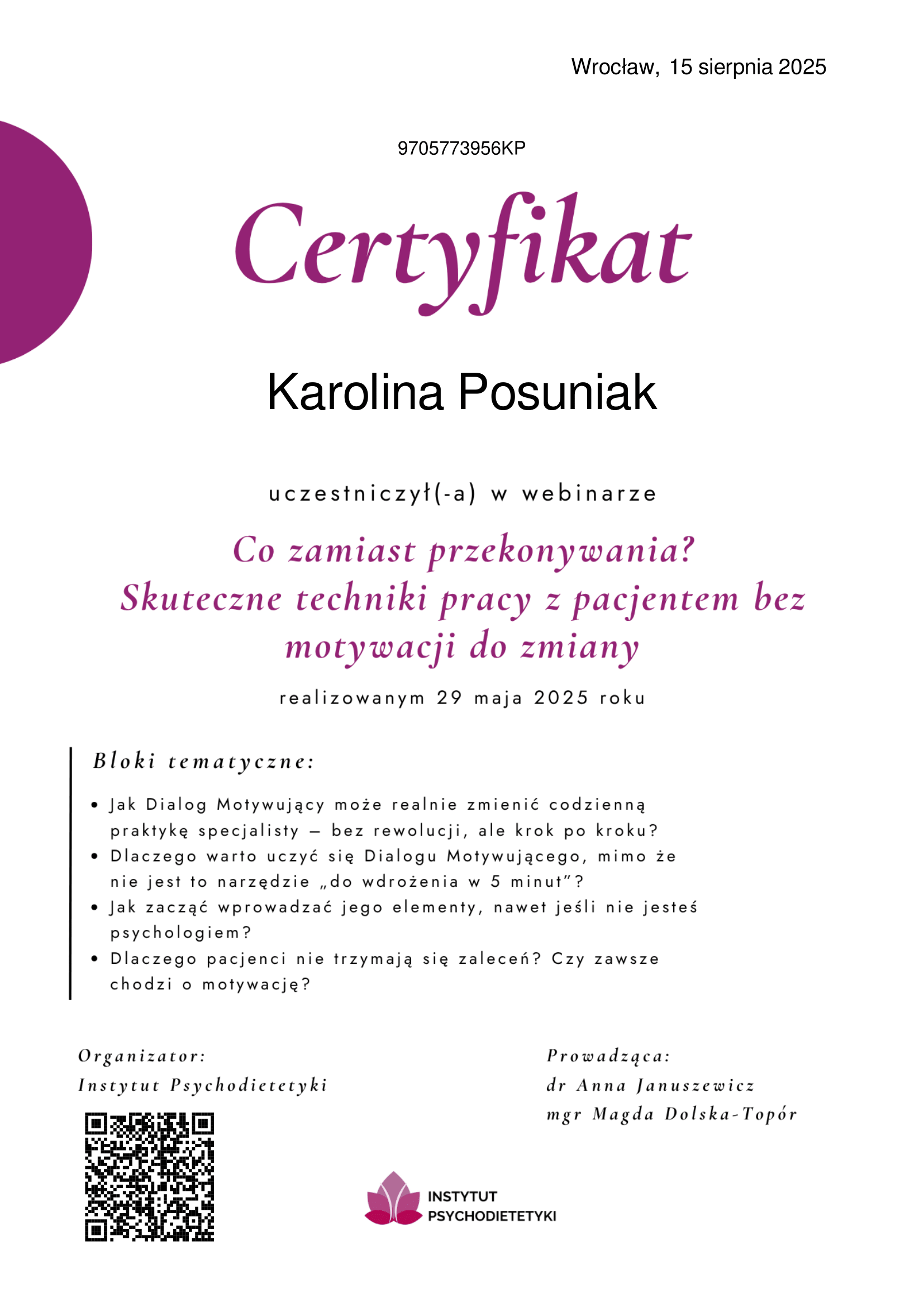psychodietetyk warszawa oraz online Karolina Posuniak on-line