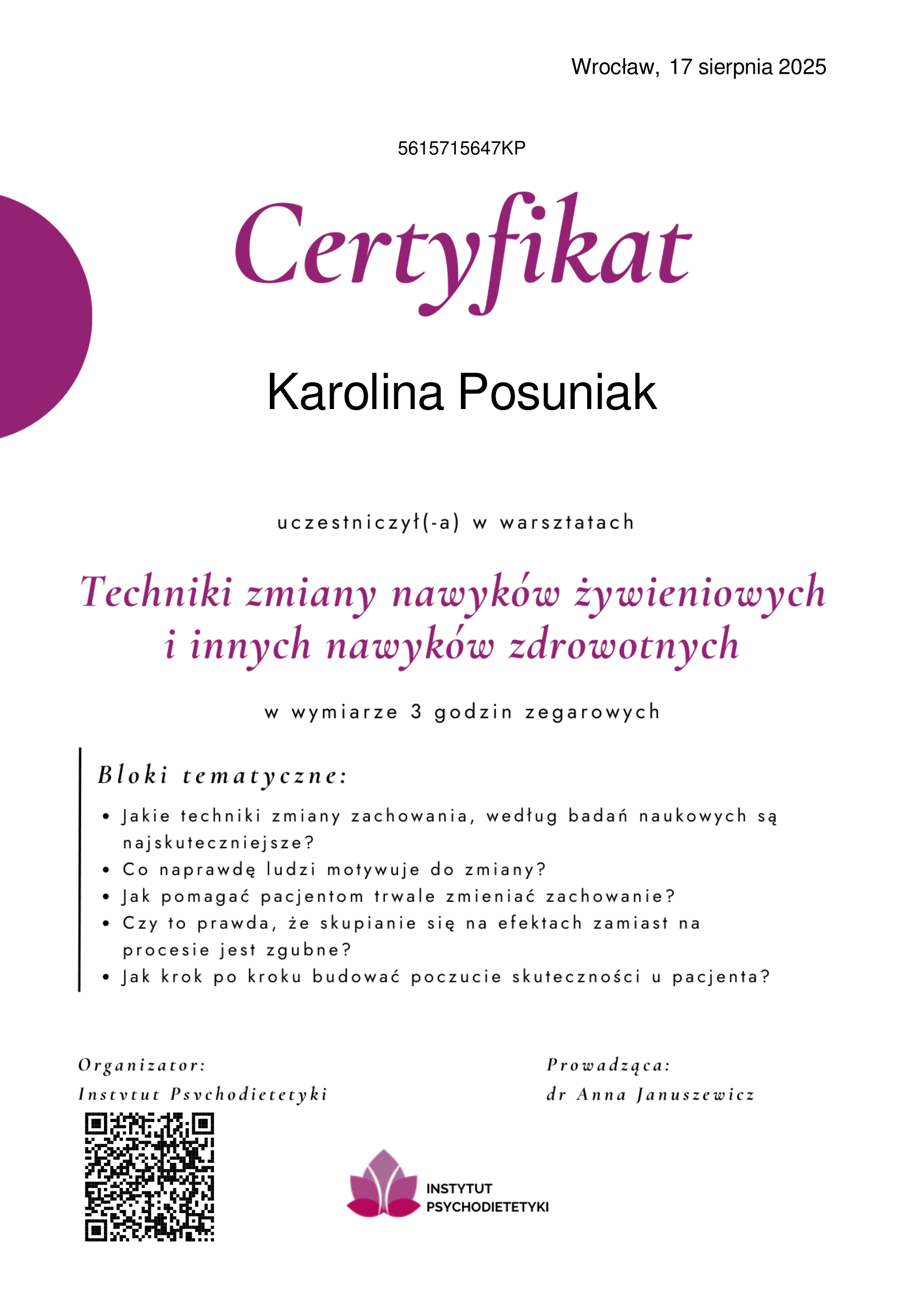 psychodietetyk warszawa oraz online Karolina Posuniak on-line