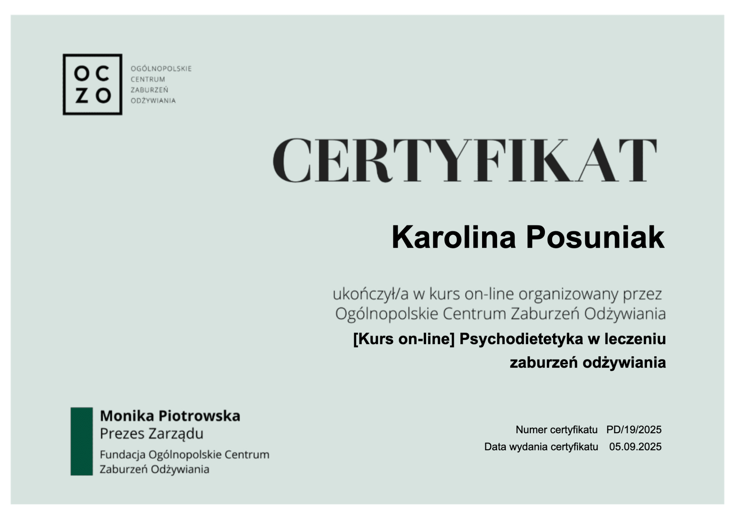psychodietetyk warszawa oraz online Karolina Posuniak on-line