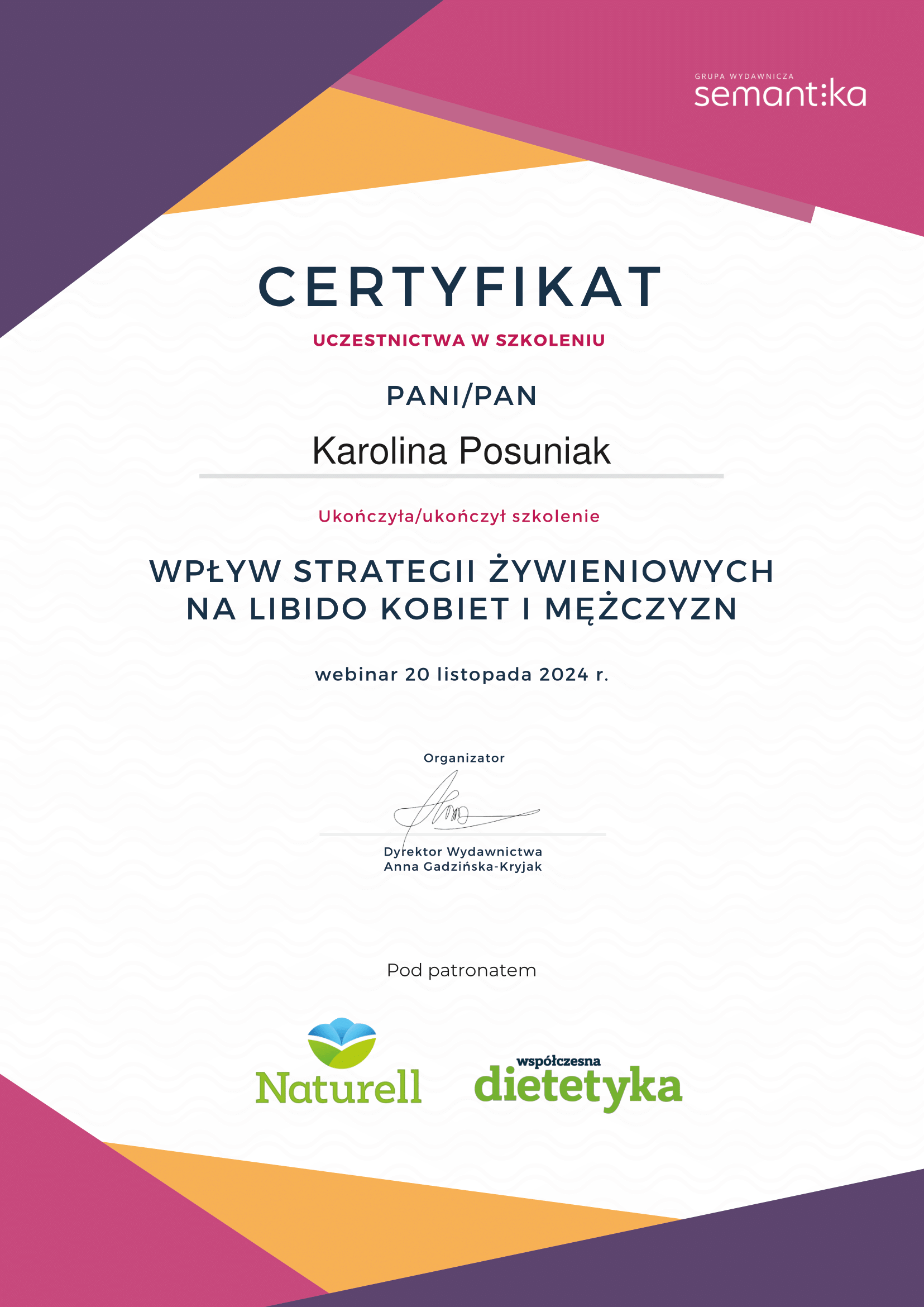 psychodietetyk warszawa oraz online Karolina Posuniak on-line