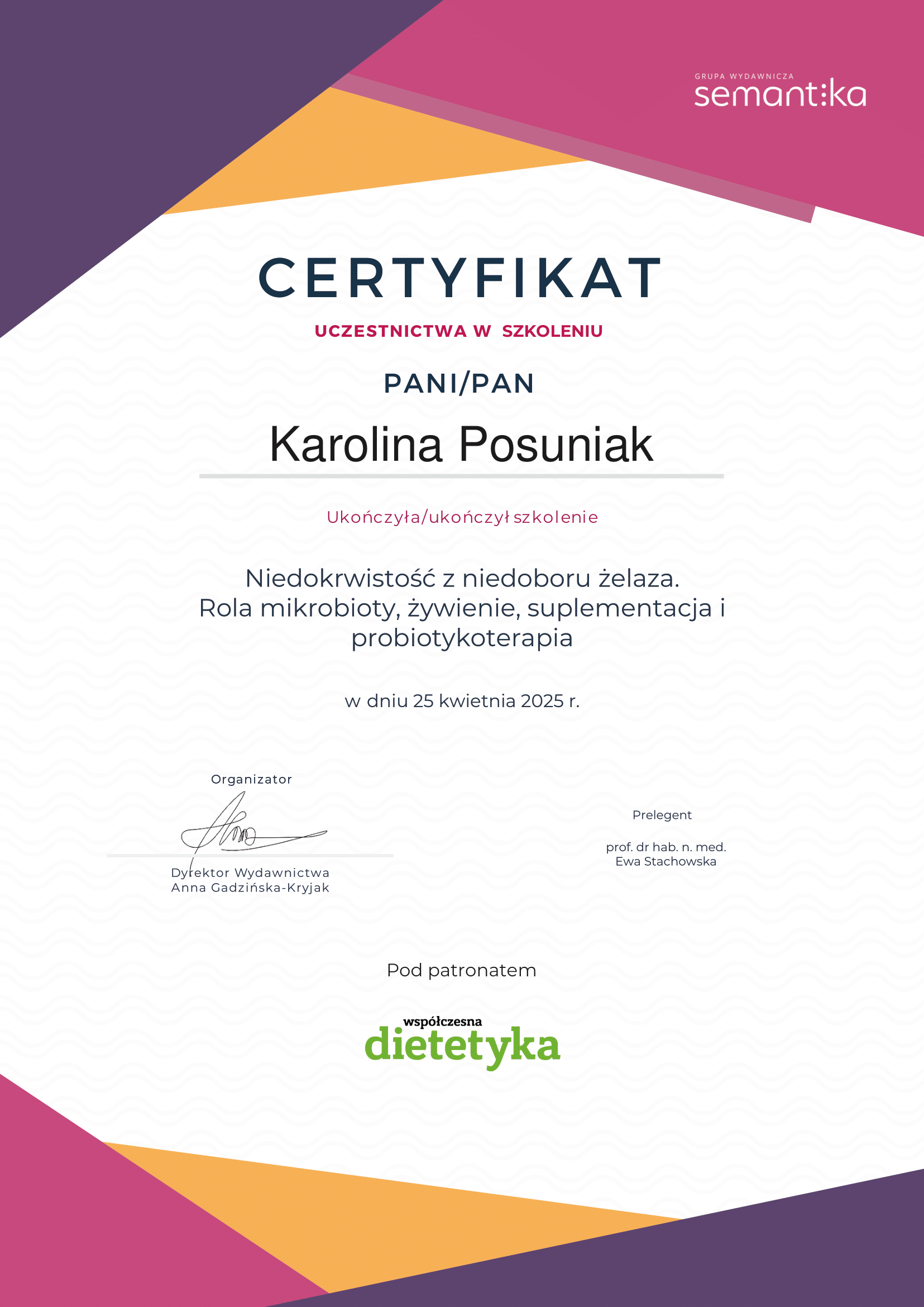 psychodietetyk warszawa oraz online Karolina Posuniak on-line